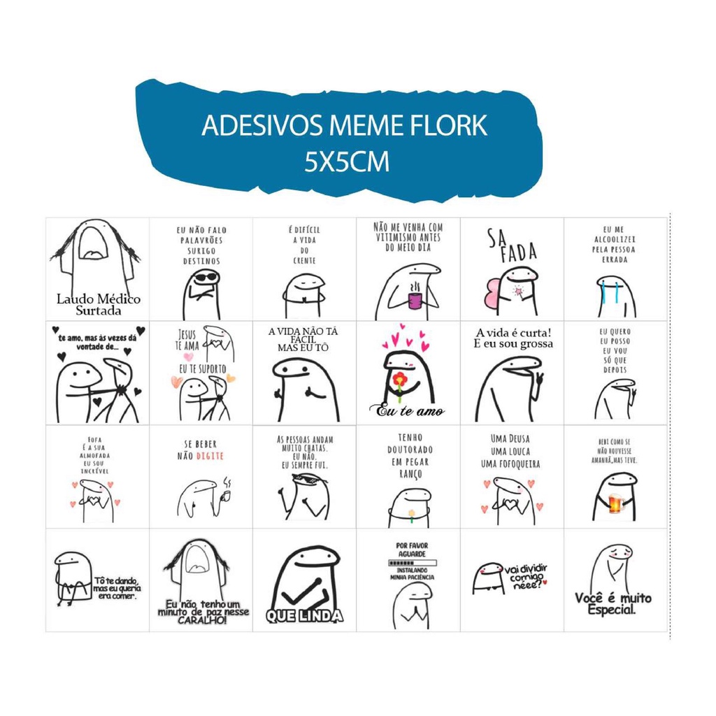 24 Adesivos Meme Flork 5x5cm Shopee Brasil 5426