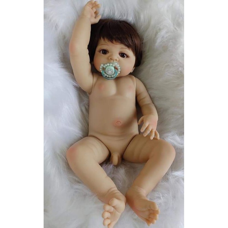 Bebê Reborn menino corpo inteiro em silicone 55cm