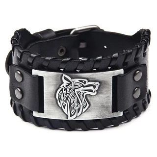 Pulseira De Couro Bracelete Viking Masculino Lobo Fenrir Ragnarok mitologia