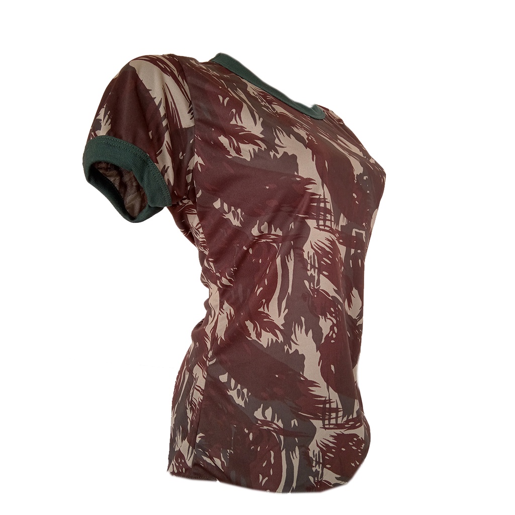 Camiseta Feminina Militar Baby Look Camuflada Exército Brasileiro