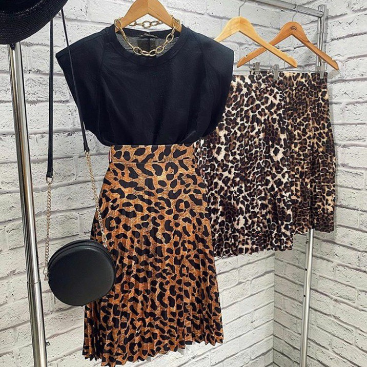 Saia midi hot sale animal print