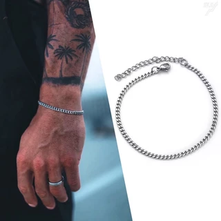 Pulseira Masculina de Corrente Grumet 3mm cor Prata Aço Inox 316l Não Enferruja Ajustável Bracelete Pode Molhar