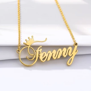 Vnox Nome Personalizado Colar De Placa De Para Mulheres Corrente De Aço Inoxidável Ouro Princesa BFF Jóias