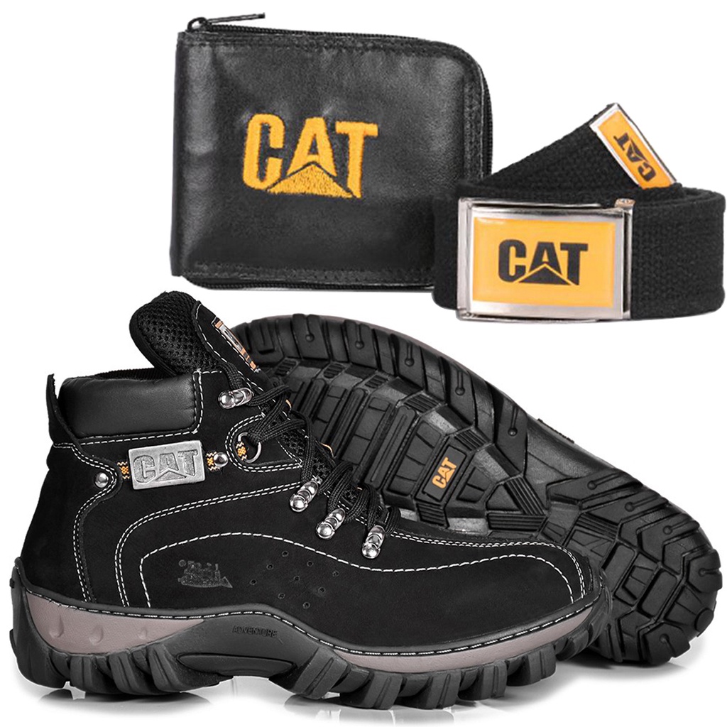 Bota Masculina Caterpillar Preto em Couro, Adventure Shoes