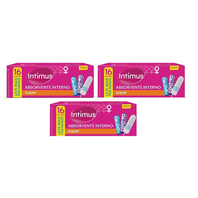 Kit Com 3 Absorvente Interno Intimus Super Com 16 Unidades | Shopee Brasil