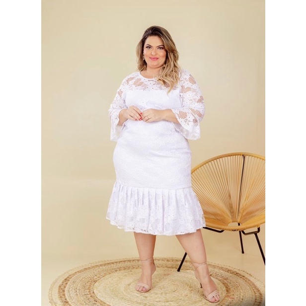 Vestidos plus size sales branco