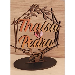 Topo de bolo dos Noivos Personalizado Nome do Casal Decoração Casamento em mdf