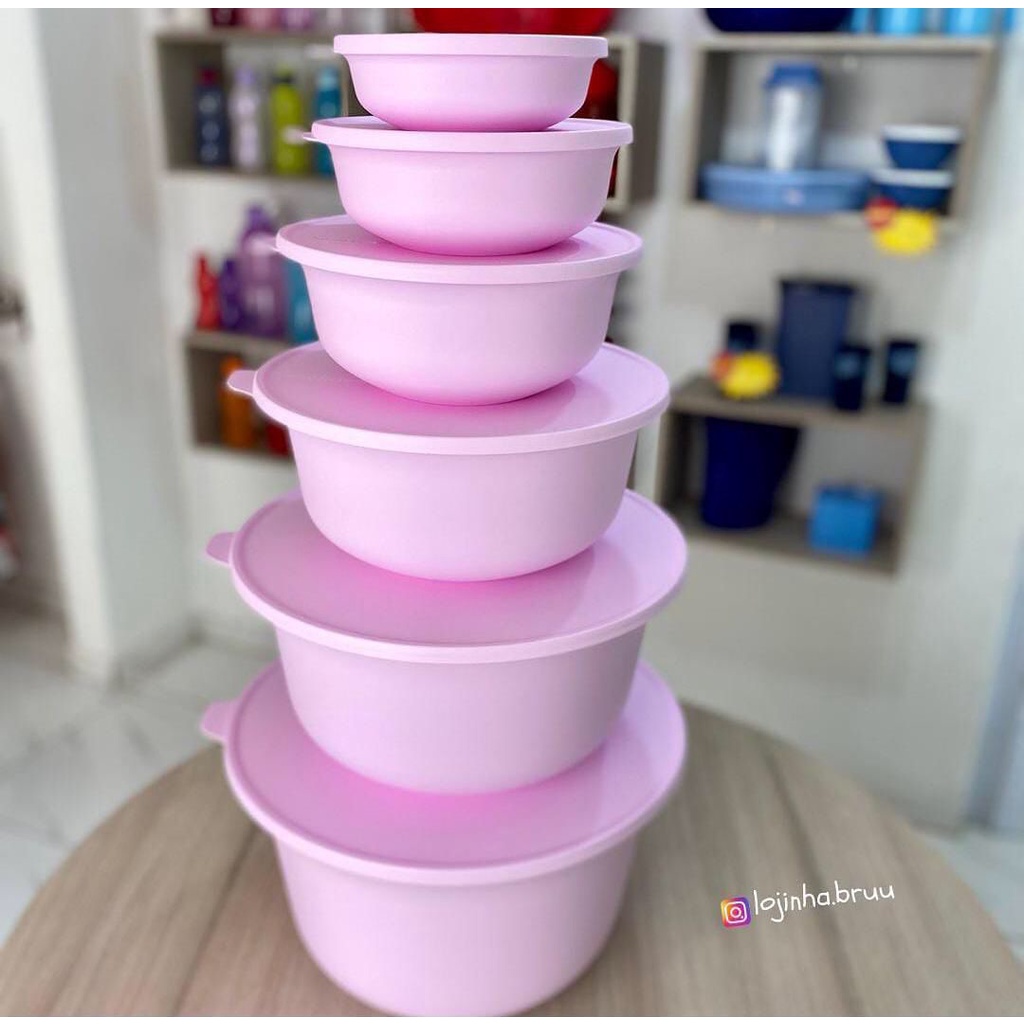 Tupperware kit 6 peças Tigelas Aloha Rosa PDA 02/2022 + Brinde ...
