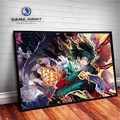 Quadro Boku No Hero Academia Personagens C/moldura Vidro A4