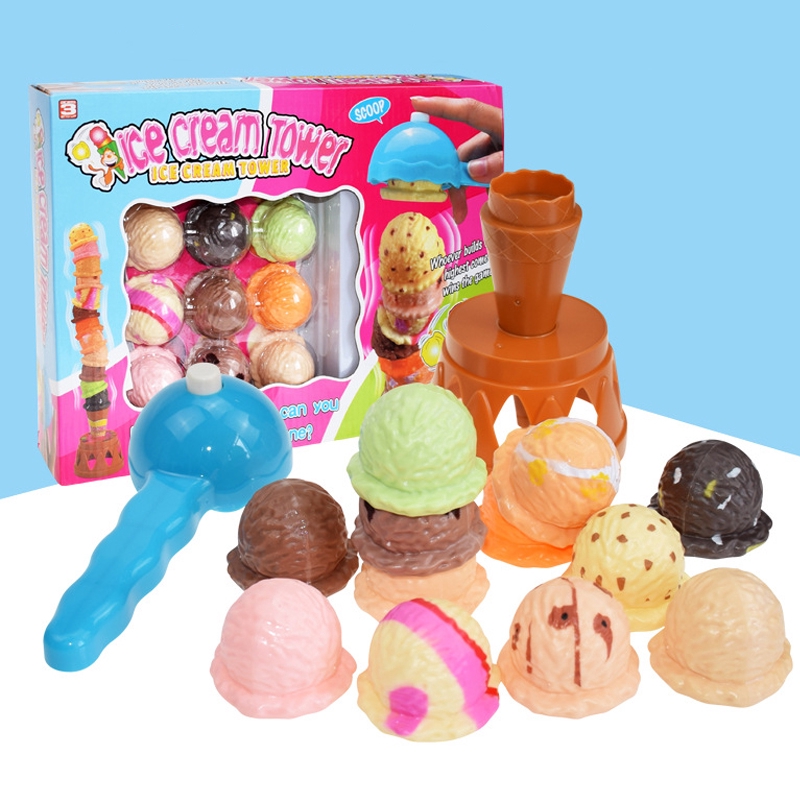 Crianças jogo de mesa brinquedos ice cream torre crianças equilíbrio  educacional brinquedos modelo família jogos de tabuleiro presente conjunto  - AliExpress