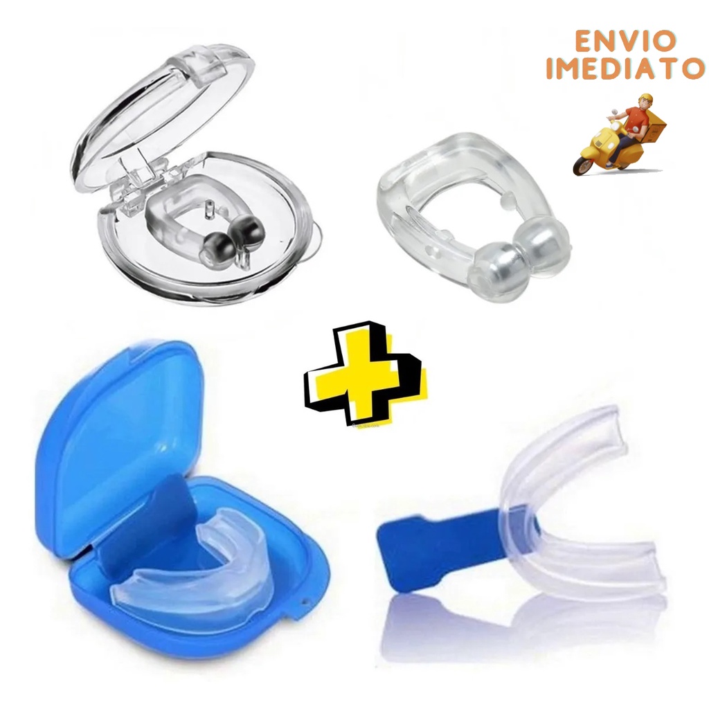 Kit Clip Nasal Anti Ronco Magnético Apneia Do Sono + Protetor Bucal Silicone