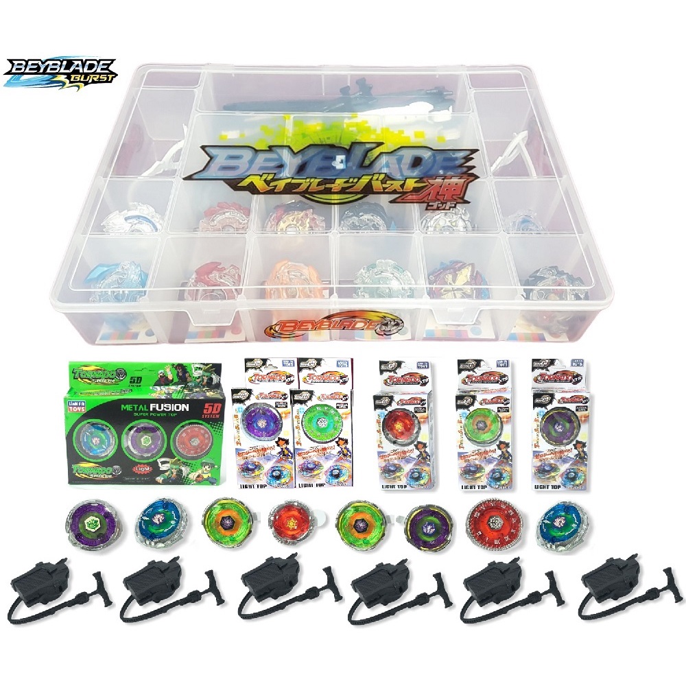 Kit 8 Beyblade Led Tornado + 6 Lançadores + Maleta Organizadora ...