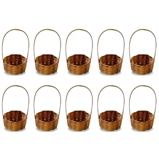 Kit com 10 cestas de bambu redonda 15cm cesta fraldeira