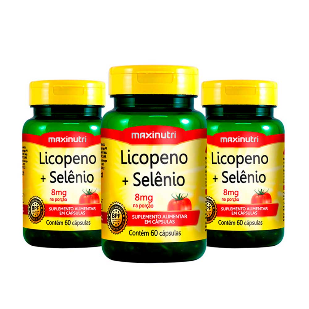 Kit 03 Licopeno mais Selênio Anti OX 500mg 60 Caps Maxinutri | Shopee ...