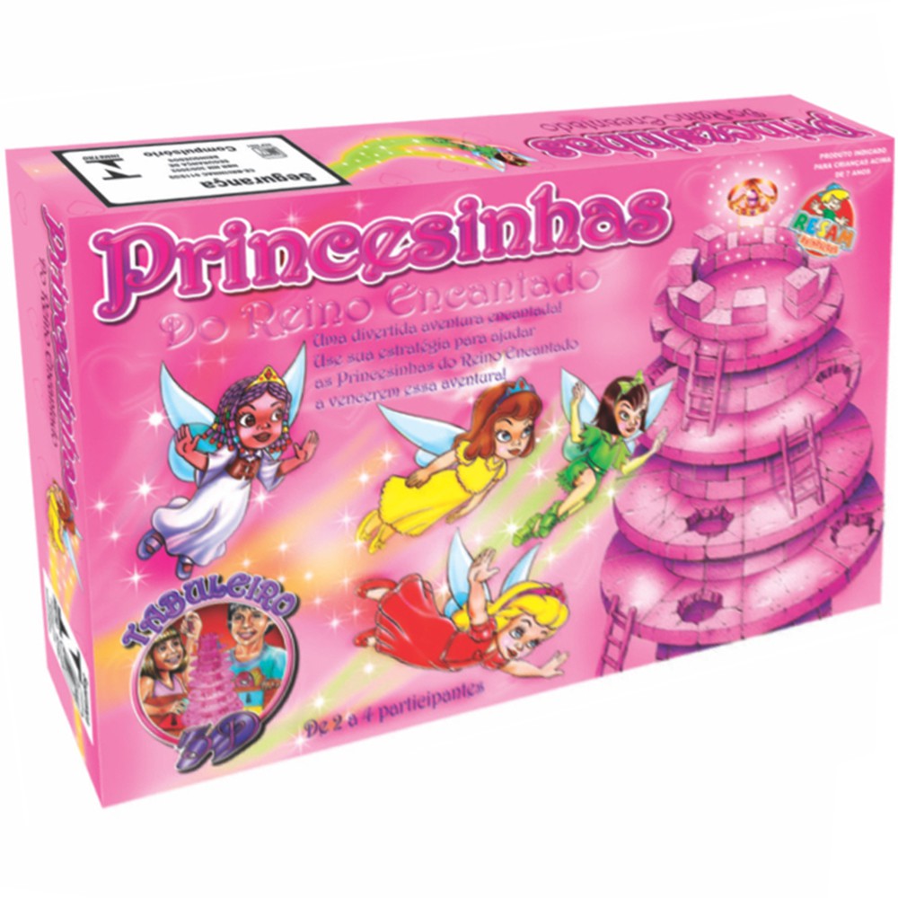 Jogo Princesinhas do Reino Encantado Com Tabuleiro 3D + Dado 19 Peças Na  Caixa