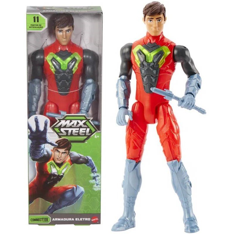Brinquedo Boneco Articulado Menino Max Steel Armadura Eletro - Possui ...