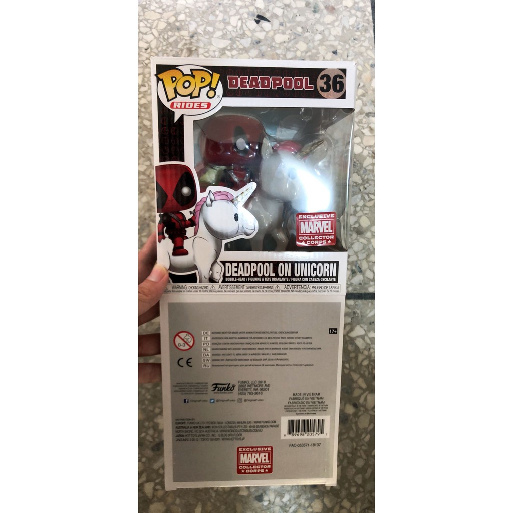 【返品不可】 Funko Pop Deadpool Bubble-Head On Unicorn # 36 Colecionador アメコミ