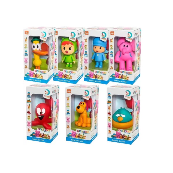 Kit 7 Bonecos Vinil Pocoyo - Elly - Pato - Loula - Nina - Fred E ...