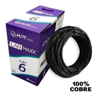 Caixa De Cabo 100% Cobre Cat6 Preto Giga Lan U/utp 50 Metros