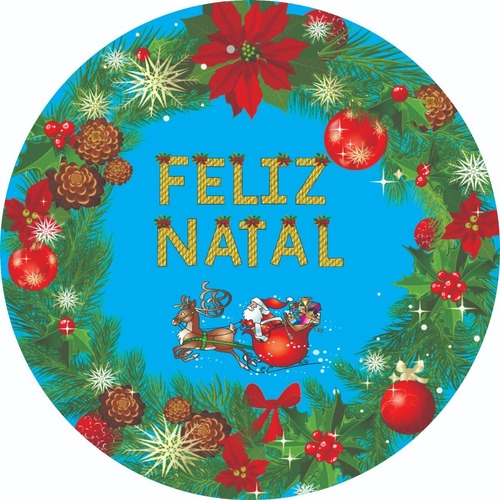 Painel de Lona Redondo Feliz natal e um Próspero Ano Novo Pisca