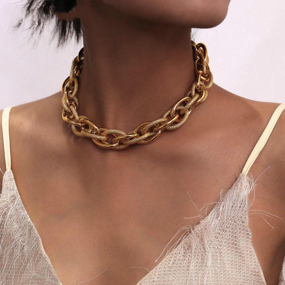 Chunky Chain Necklace Punk Layered Choker Necklaces Cuban Link Chain  Necklace with Lock Pendant Necklace Statement Necklace for Women and Girls