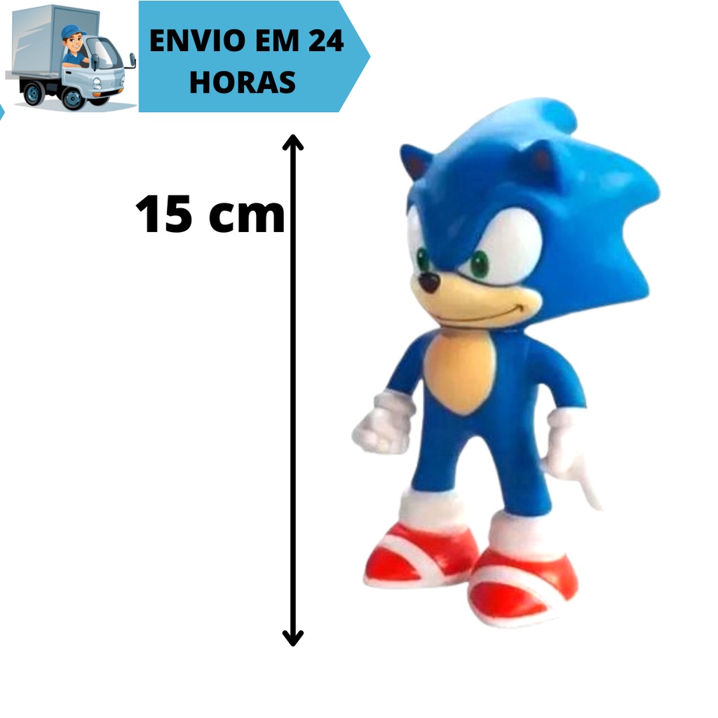 Kit Boneco Sonic 15 Cm e Caneca Acrílica 350 Ml