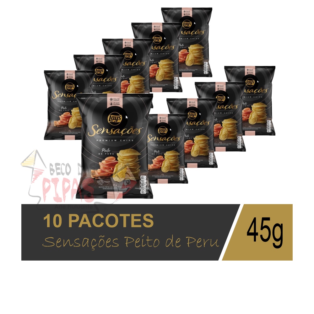 Salgadinho 10 Batata Chips Sensações Peito Peru 40g Lays