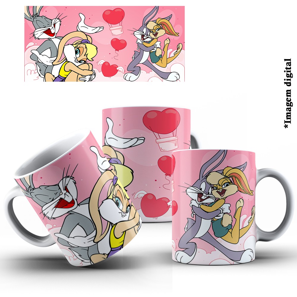 Caneca De Porcelana Presente 325ml Looney Tunes Pernalonga E Lola Shopee Brasil 2298