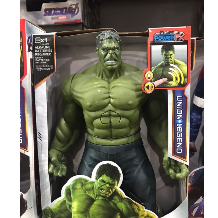 Boneco Grande Articulado O Incrível Hulk Marvel, 30 cm com Luz e Som, Os Vingadores.