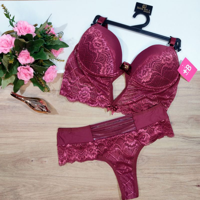 Conjunto Lingerie Bicolor Reforçado - Sutiã e Calcinha - Moda Íntima