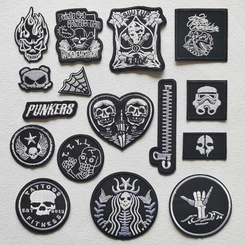 Patches Sobre Roupas Bordados Com Crânio Para Dedos De Termoadesivos Crachás Artesanato Costura Artesanal