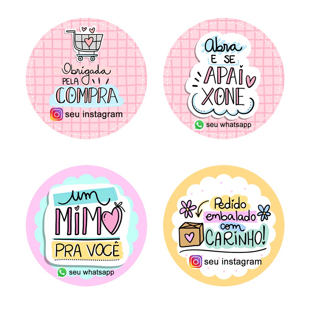 60 Etiquetas Adesivos Personalizados Com Instagram ou Whatsapp ...