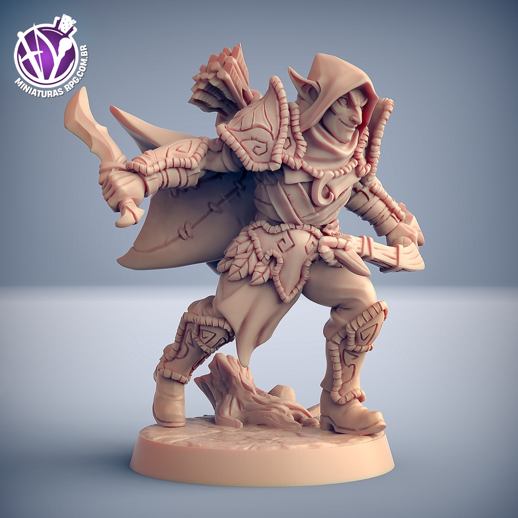 Miniaturas RPG Elfo Guerreiro Caçador Protetor da Floresta Coleção Deepwood Alfar Artisan Guild
