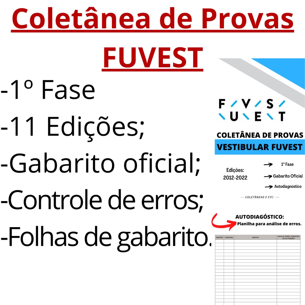 Coletânea De Provas Antigas Vestibular Fuvest 1º Fase (2012-2022 ...