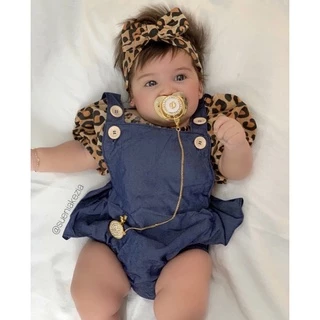 Jardineira Infantil Romper Animal Print Menina Bebe (3 peças)
