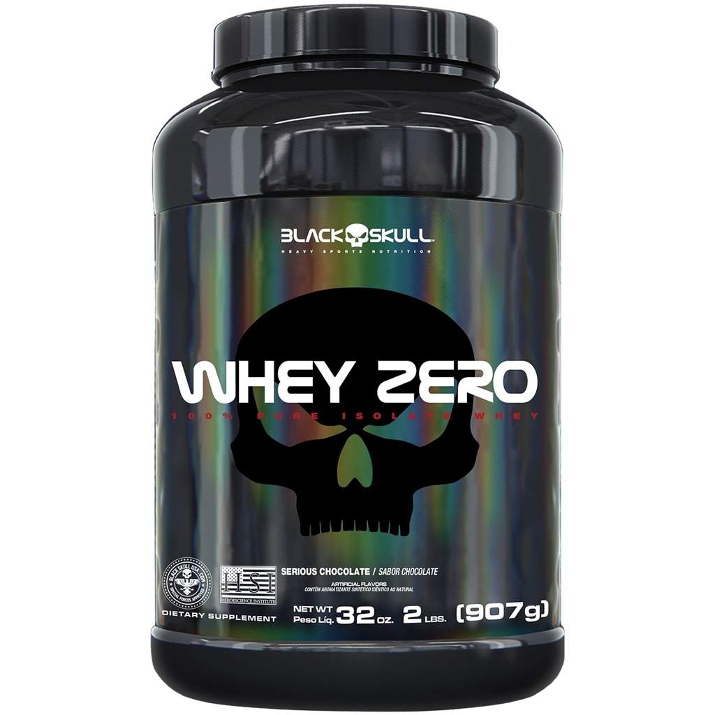 Suplemento Whey Protein Isolado Zero Chocolate Original Black Skull 907g + Coqueteleira – Healthy’s Nutrition