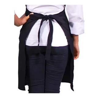 Meio Avental Saia De Cintura Com Bolso Preto Branco Oxford