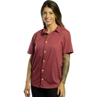 Camisa Feminina De Botão Manga Curta Malha Sustentável