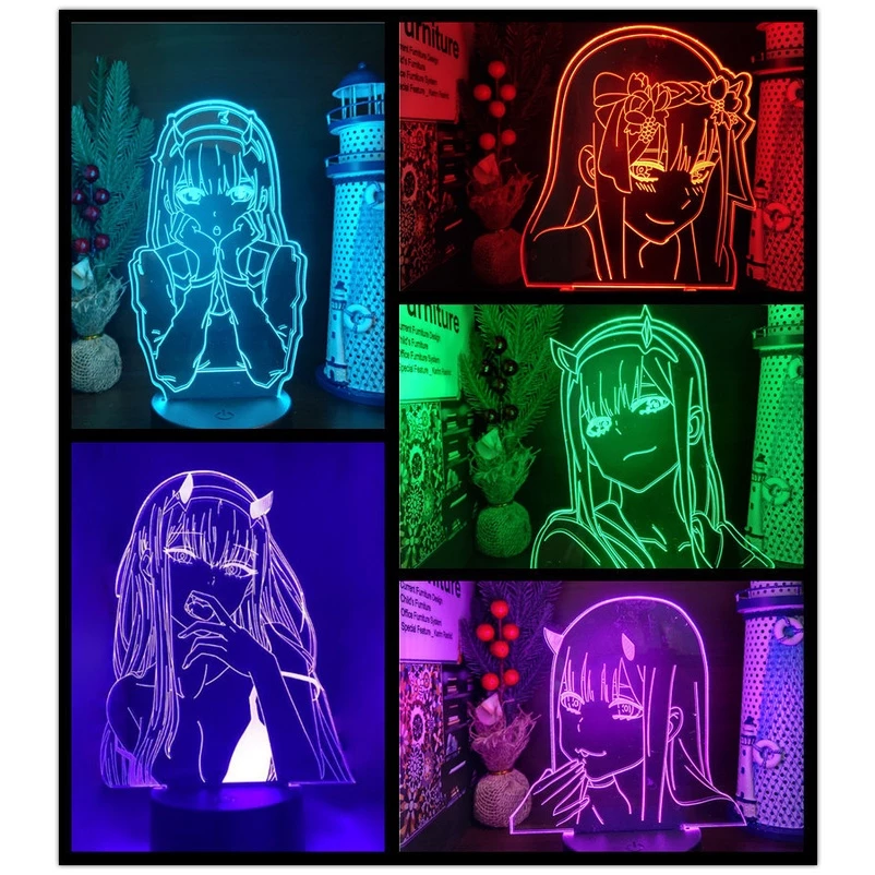 Anime Zero Dois 3d Lâmpada Luz Da Noite Crianças Decoração Do Quarto Criança Manga Presente Darling In The Franxx