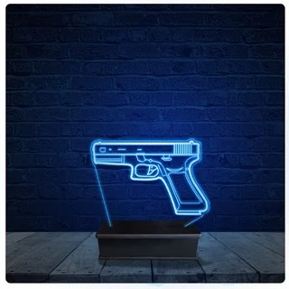 Luminária Led Acrilico Abajur - Arma pistola guns