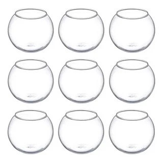 Kit 10 Mini Vaso Vasinho Aquário Castiçal Redondo De Vidro 250ml Mesa