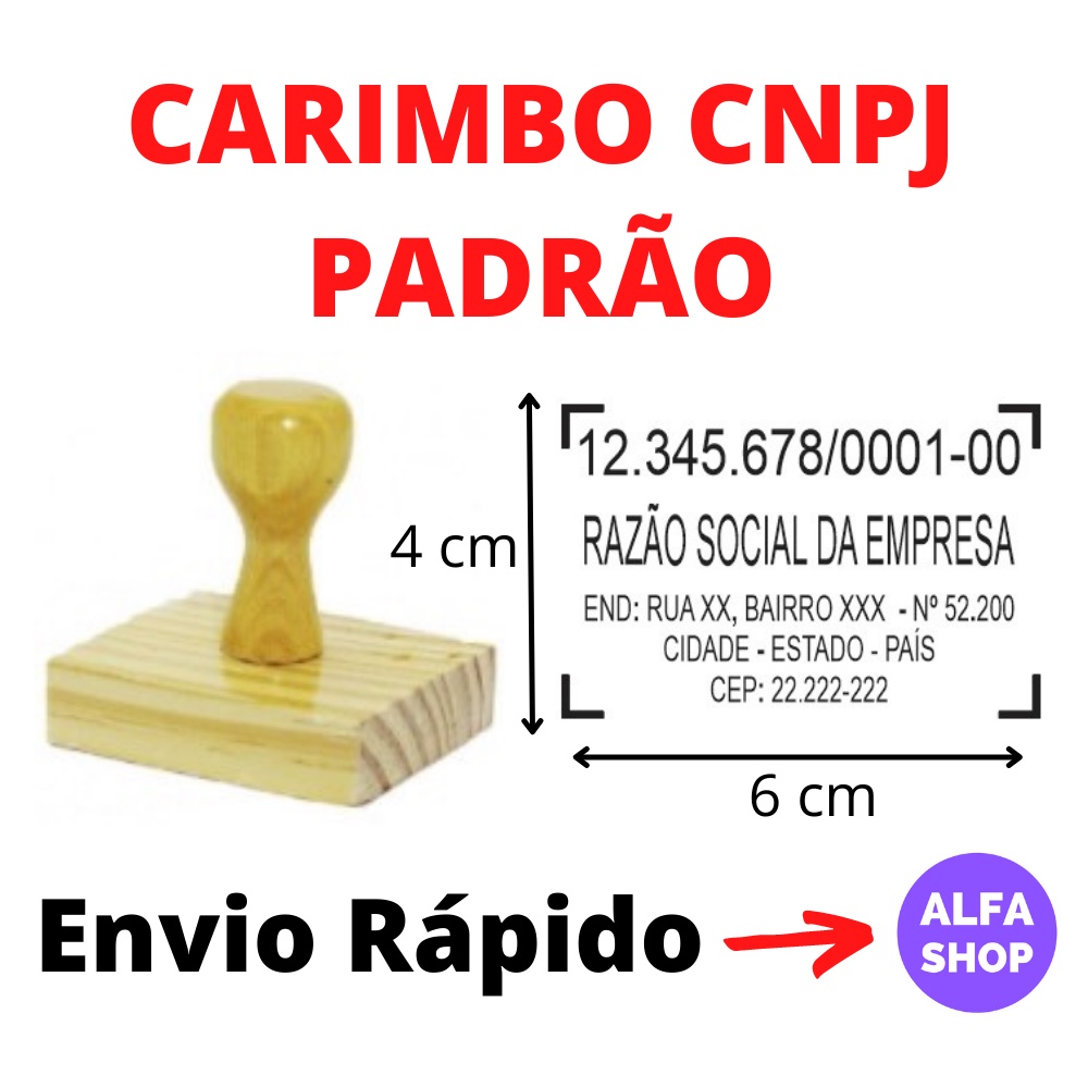 Carimbo Cnpj Padrão Em Madeira Shopee Brasil 0833