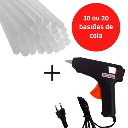 Pistola De Cola Quente Bivolt 10w 10 20 ou 30 Bastões De Cola Revolver (110v e 220v) Profissional