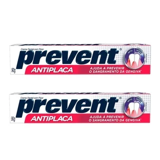 Kit 2 Pasta de Dentes Prevent Antiplaca em Creme 90g em Oferta na Shopee