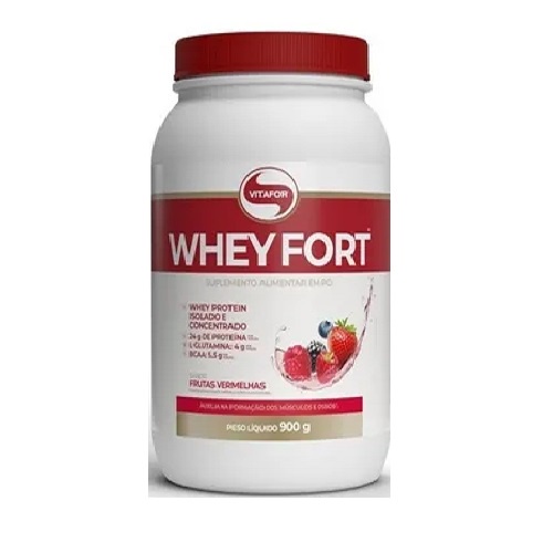 WHEY FORT VITAFOR 900GR WHEY PROTEIN SABOR FRUTAS VERMELHAS