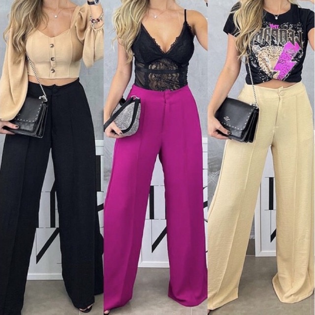 Calça pantalona tecido duna moda feminina moda verão 2023