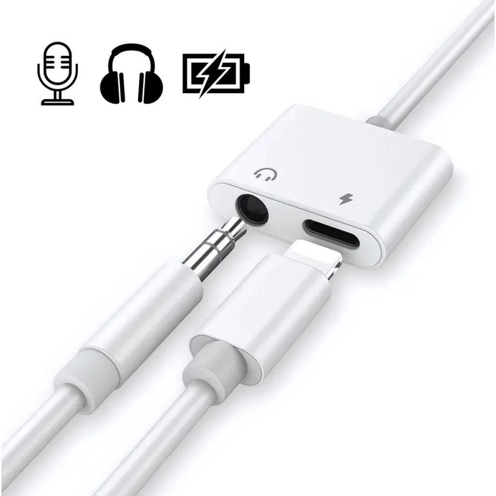 Adaptador Fone Ouvido iPhone 7, 7 Plus, 8, 8 Plus, X, XR, XS, XS Max, 11, 11 Pro, 11 Pro Max Recarrega Microfon