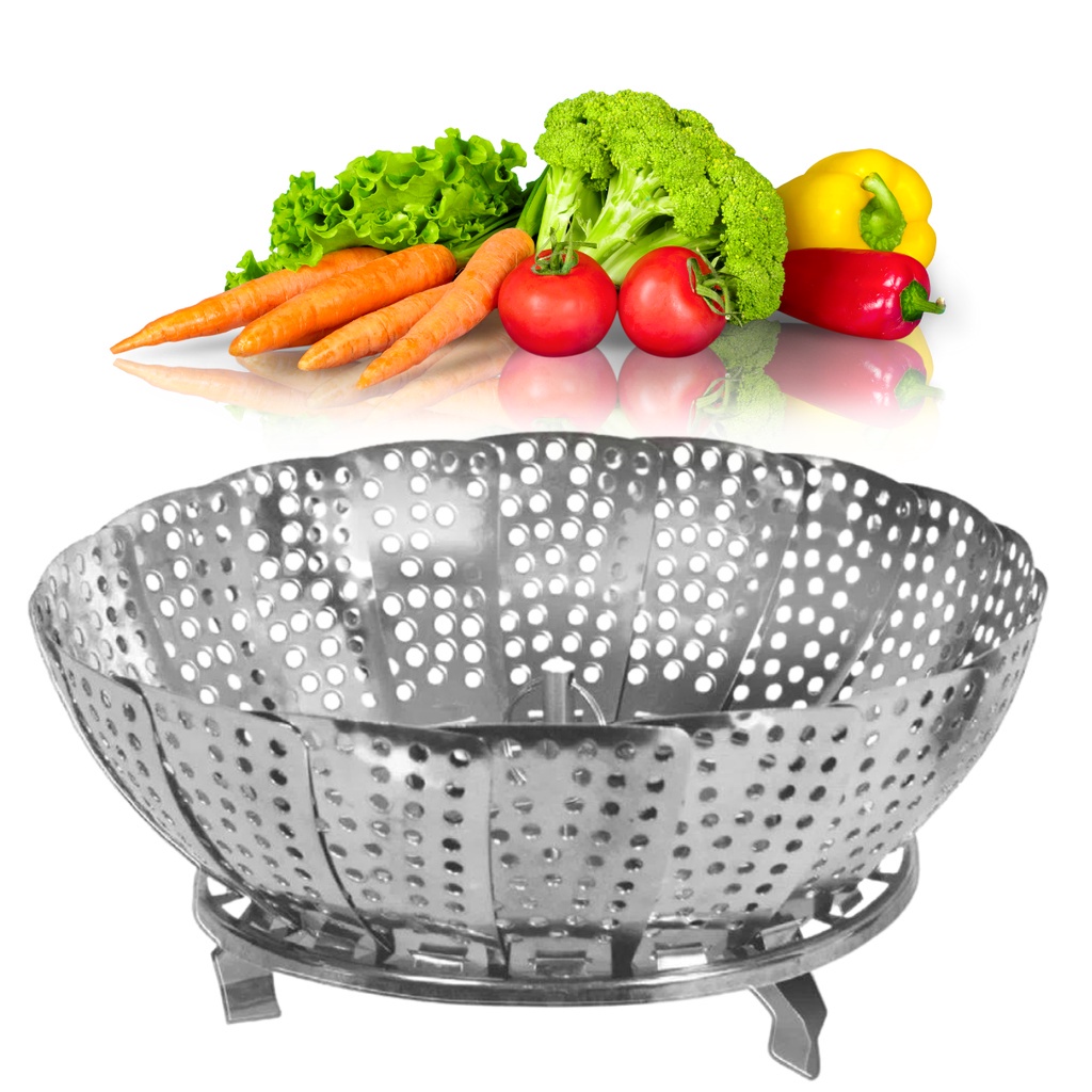 Cesto Cozimento Vapor Legumes Verduras Inox 22cm Utensílio Cozinha Cozedor Fruta Panela Vapoeira