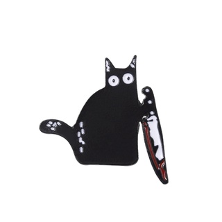 Broches Esmaltados De Gatos Preto E Branco, Broches De Gatos