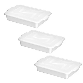 Kit C/ 3 Caixas Gourmet Com Tampa 4 L Branca plástico alimento açougue cozinha restaurante Santana